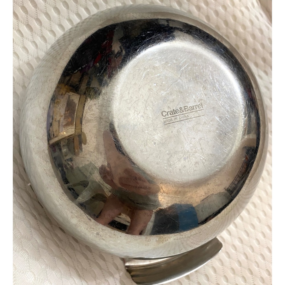 Crate & Barrel Stainless Steel Mixing Bowl with Pour Spout and Handle Silver